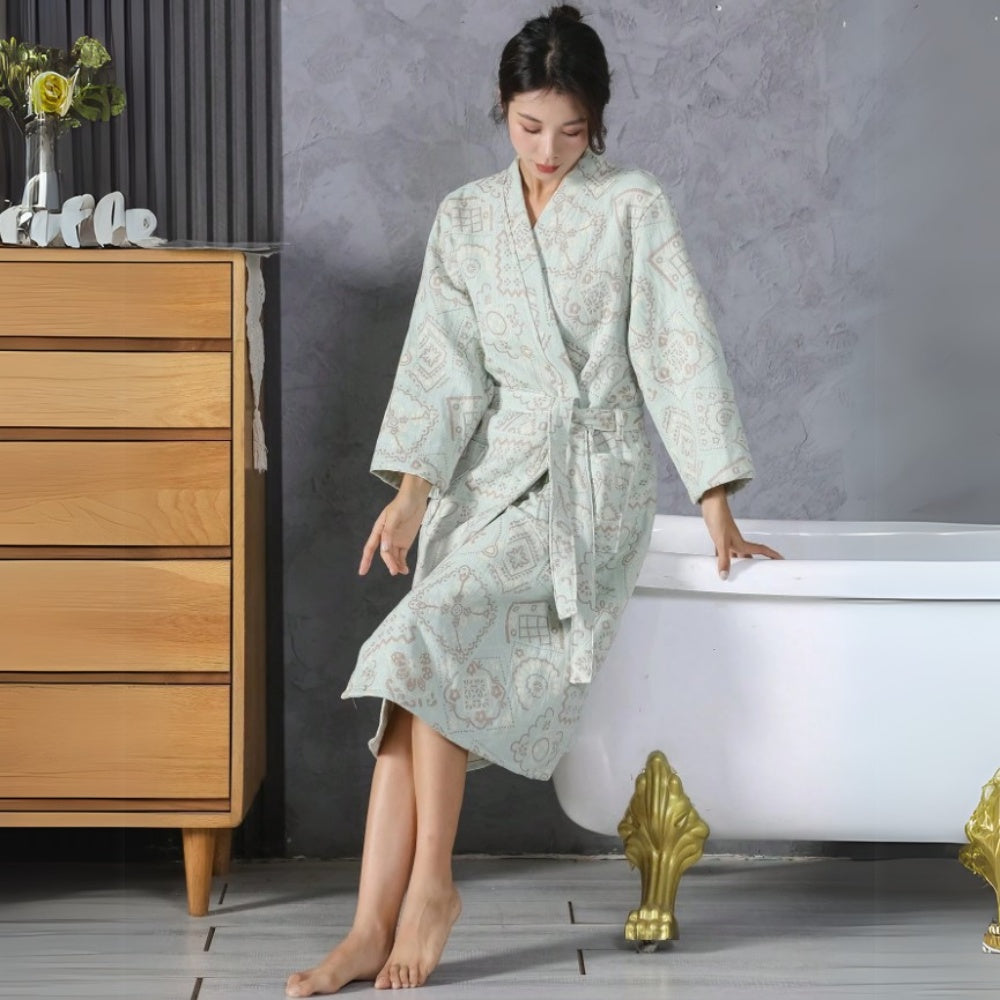Plush Cotton Jacquard Bathrobe — lifestyle shot