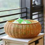 Dome-Shaped Knitted Rattan Basket with Lid — size and scale reference