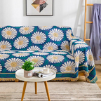 Bohemian Shiragiku Tassel Cotton Knit Blanket — product close-up