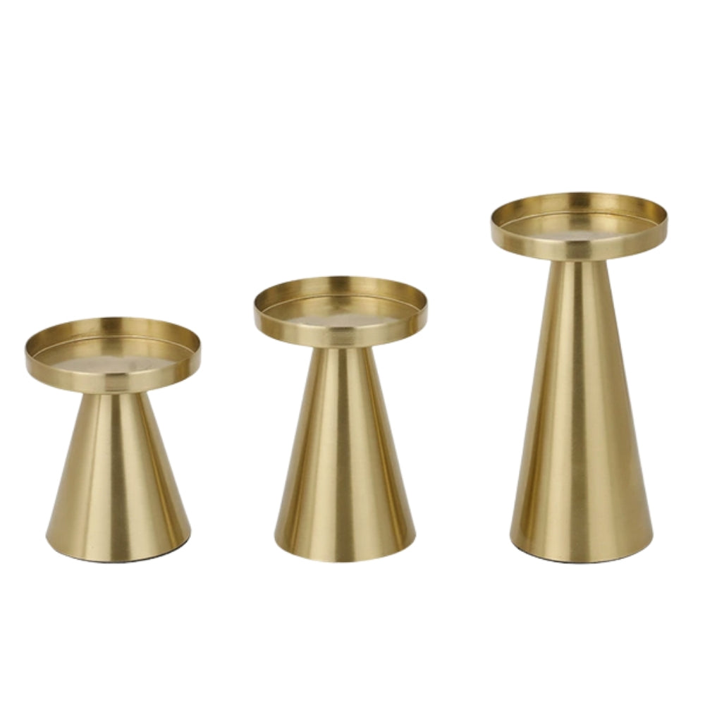 Elegant Brass Candle Holders | Set of 3 — alternate angle view