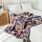 Vintage Flora Woven Tasseled Blanket — product in use