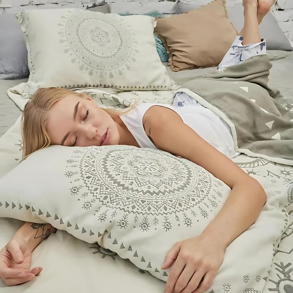 Mandala Soft Cotton Gauze Pillowcases (2pcs) — product in use