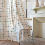 Turquoise Lattice Boho Tassel Curtain — product close-up