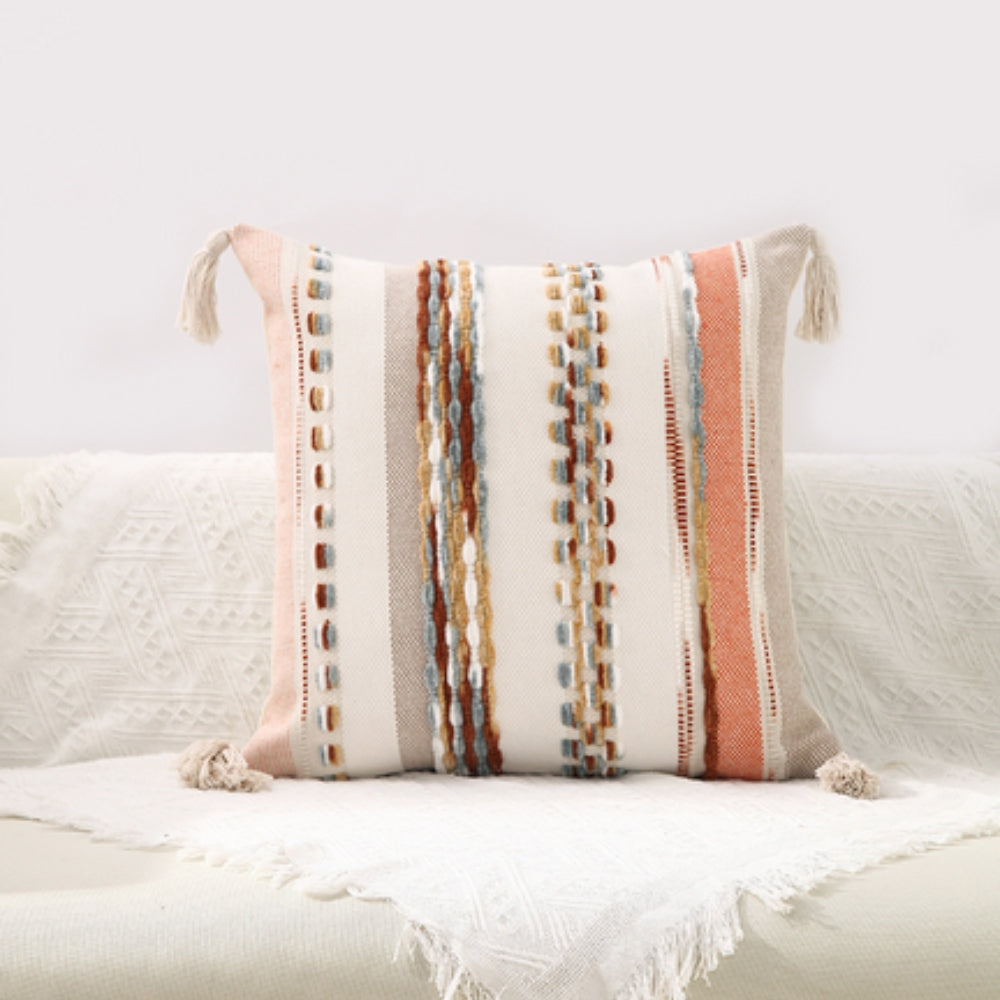 Double-Sided Boho Stripe Cushion Covers — alternate angle view