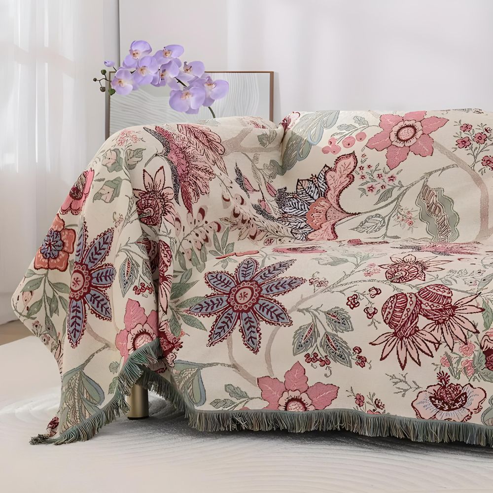 Blossom Weave Flora Tassel Blanket — product detail view