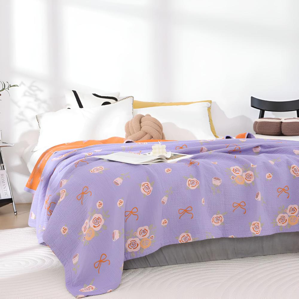 Bow-Knot and Rose Cotton Gauze Blanket — main product photo