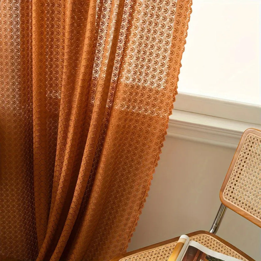 Amber Glow Boho Crochet Curtain — lifestyle shot