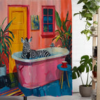 Playful Pink Zebra Curtain — product in use