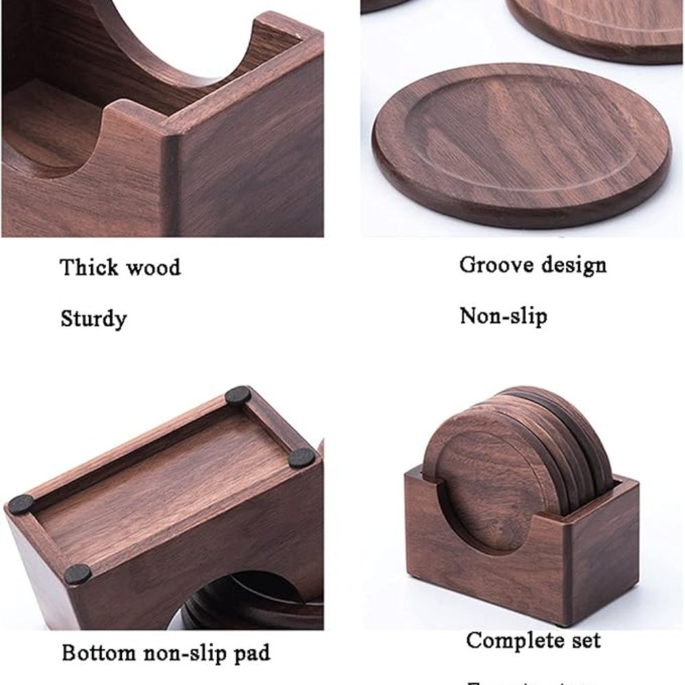 Japanese Style Wooden Coaster | 6pcs Set — product in use