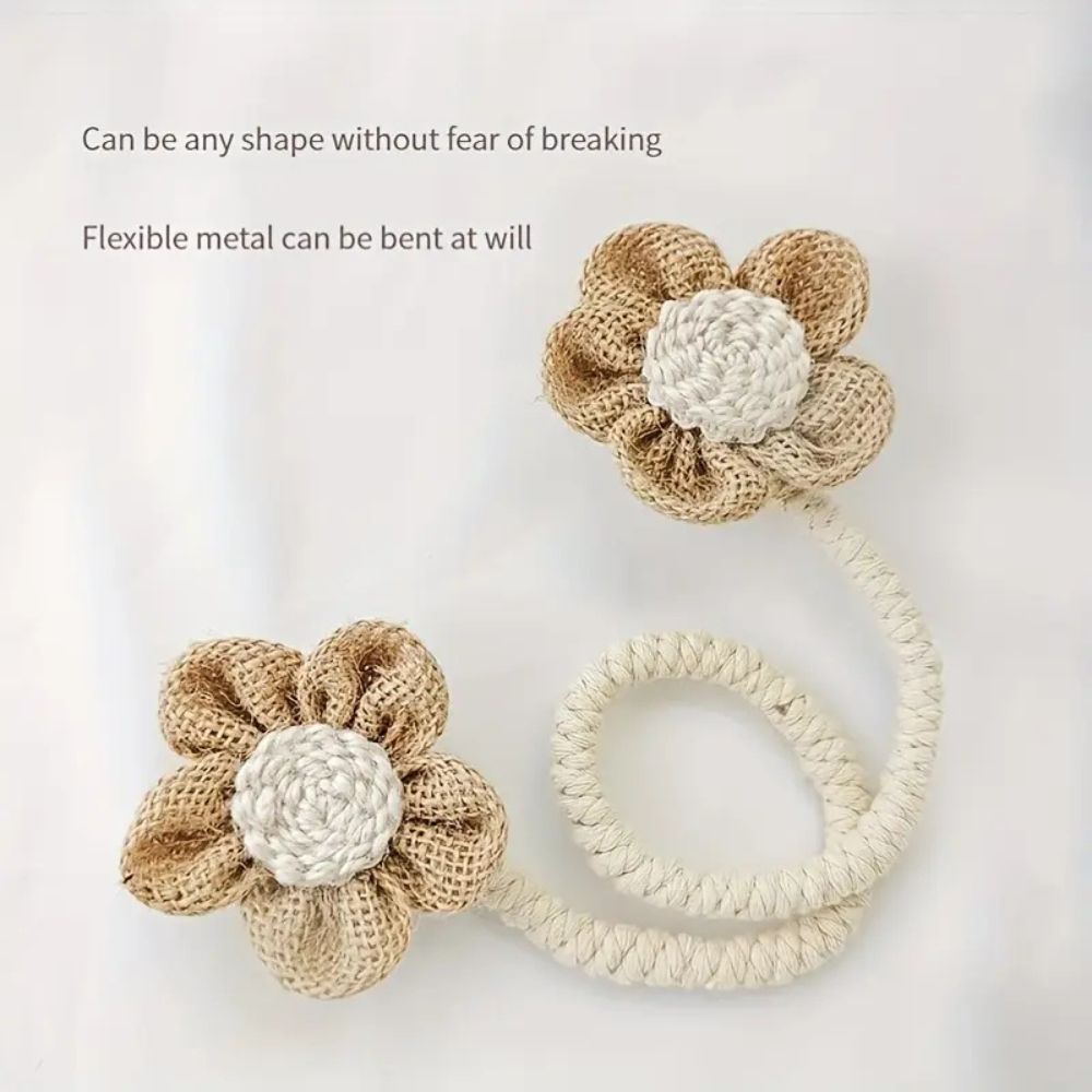 Floral Hemp Curtain Tie Back | 2Pcs Set — product detail view