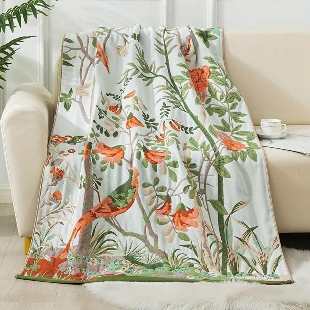 Floral Cotton Bath Towel — alternate angle view