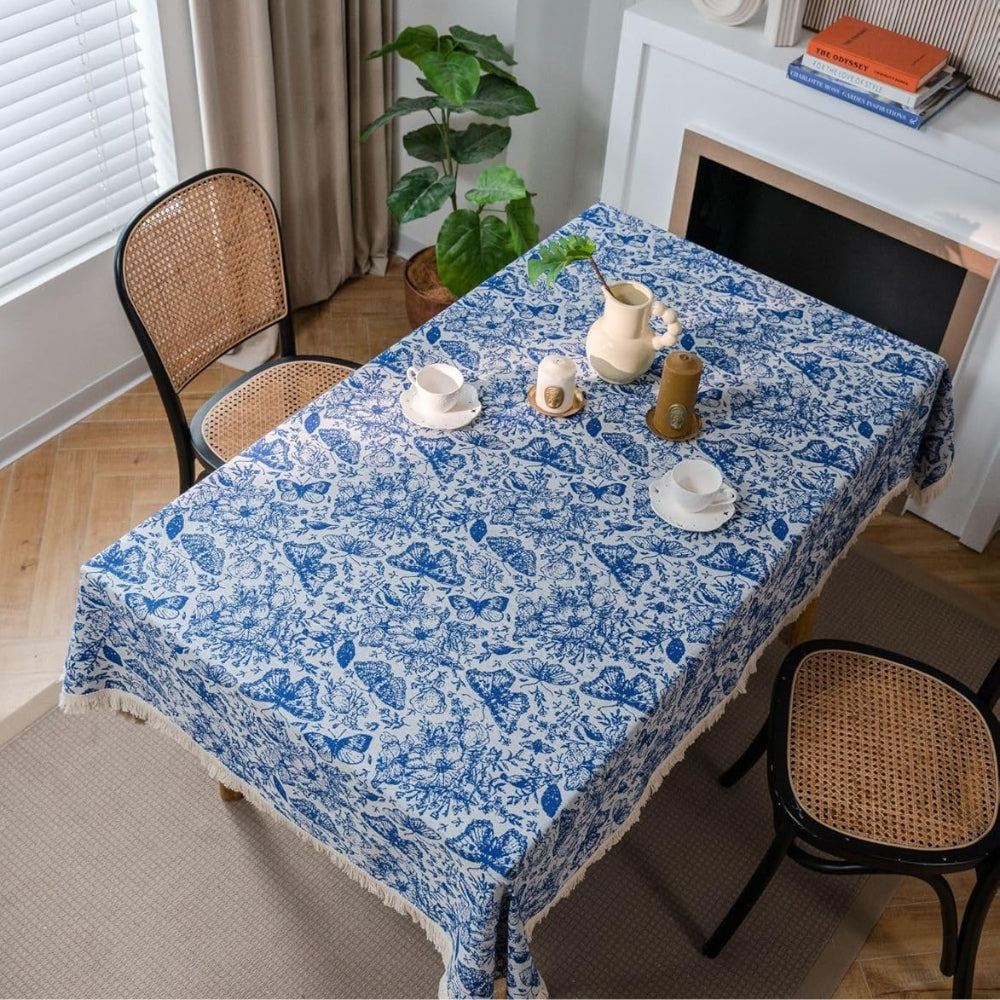 Blue Butterfly Garden Tablecloth — alternate angle view
