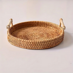 Handcrafted Rattan Serving Tray — alternate angle view