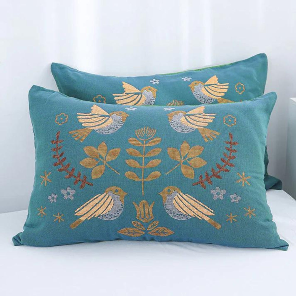 Scandinavian Bird Cotton Gauze Pillowcases (2pcs) — main product photo