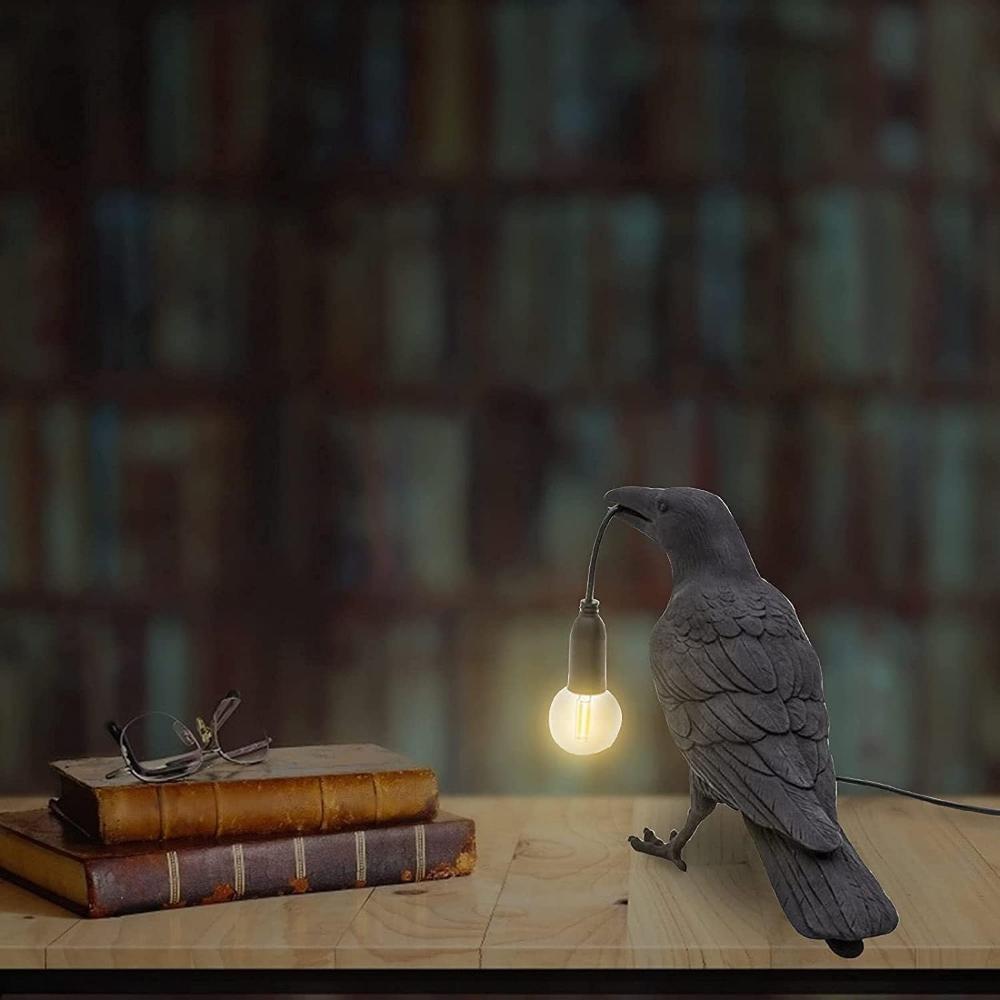 Gothic Halloween Crow Lamp — product in use
