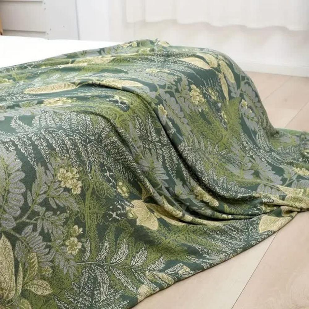 Verdant Leaf Bamboo Fiber Cooling Blanket — product in use