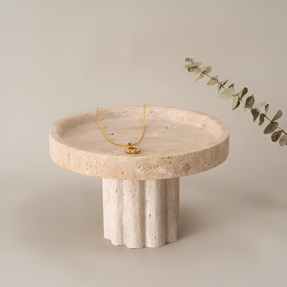 Pietra Natural Travertine Tray — product in use