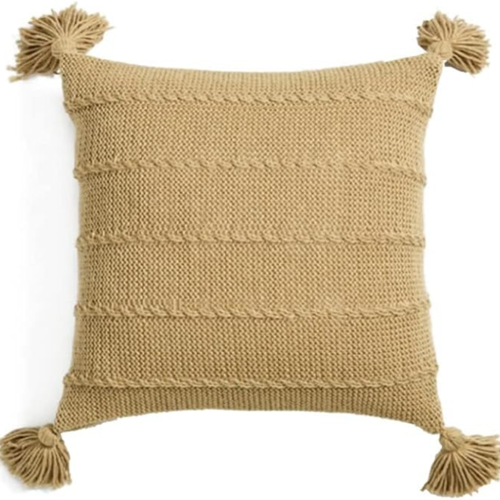 Nordic Knitted Tassel Cushion — alternate angle view