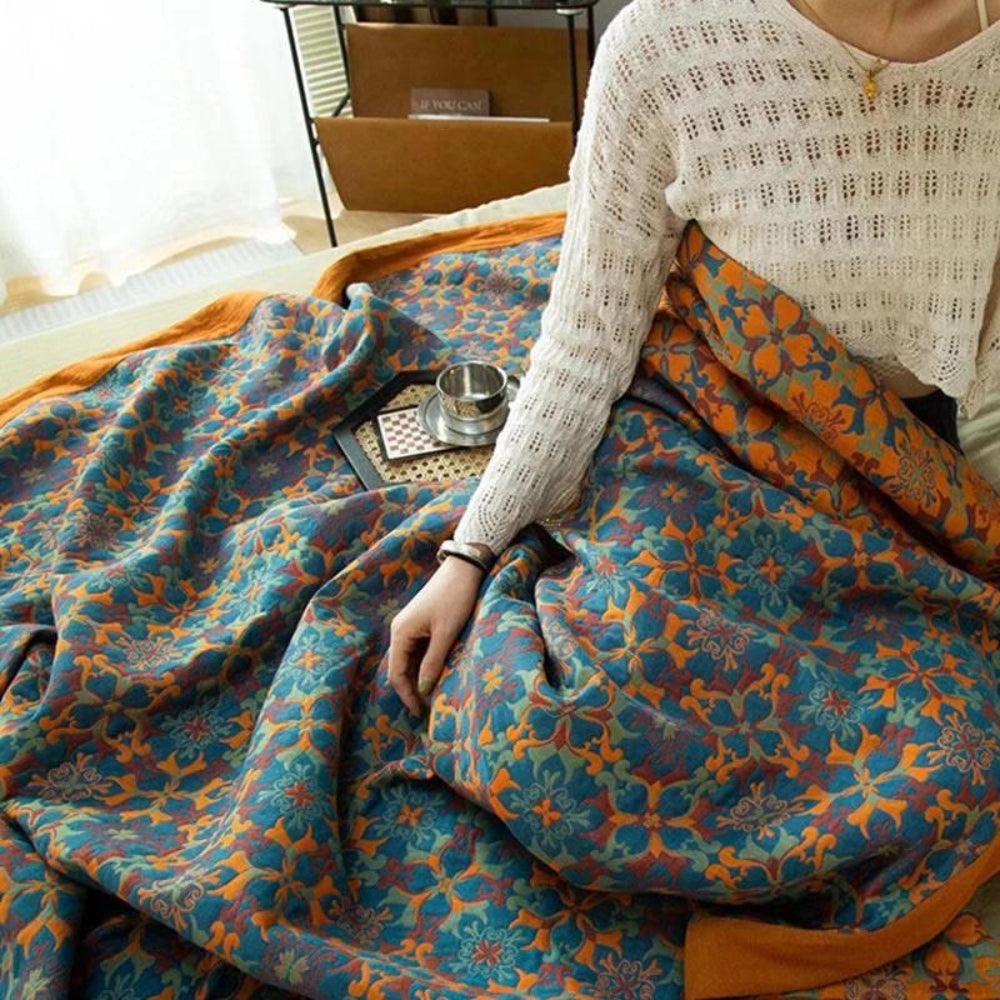 Citrus Sunrise Six Layers Cotton Blanket — alternate angle view