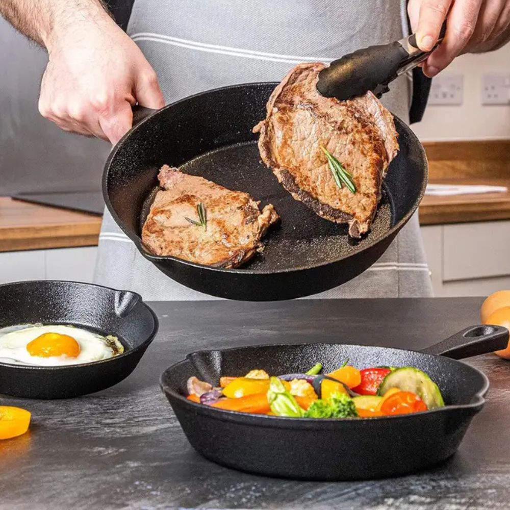 Black Cast Iron Frying Pan — product in use