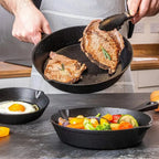 Black Cast Iron Frying Pan — product in use