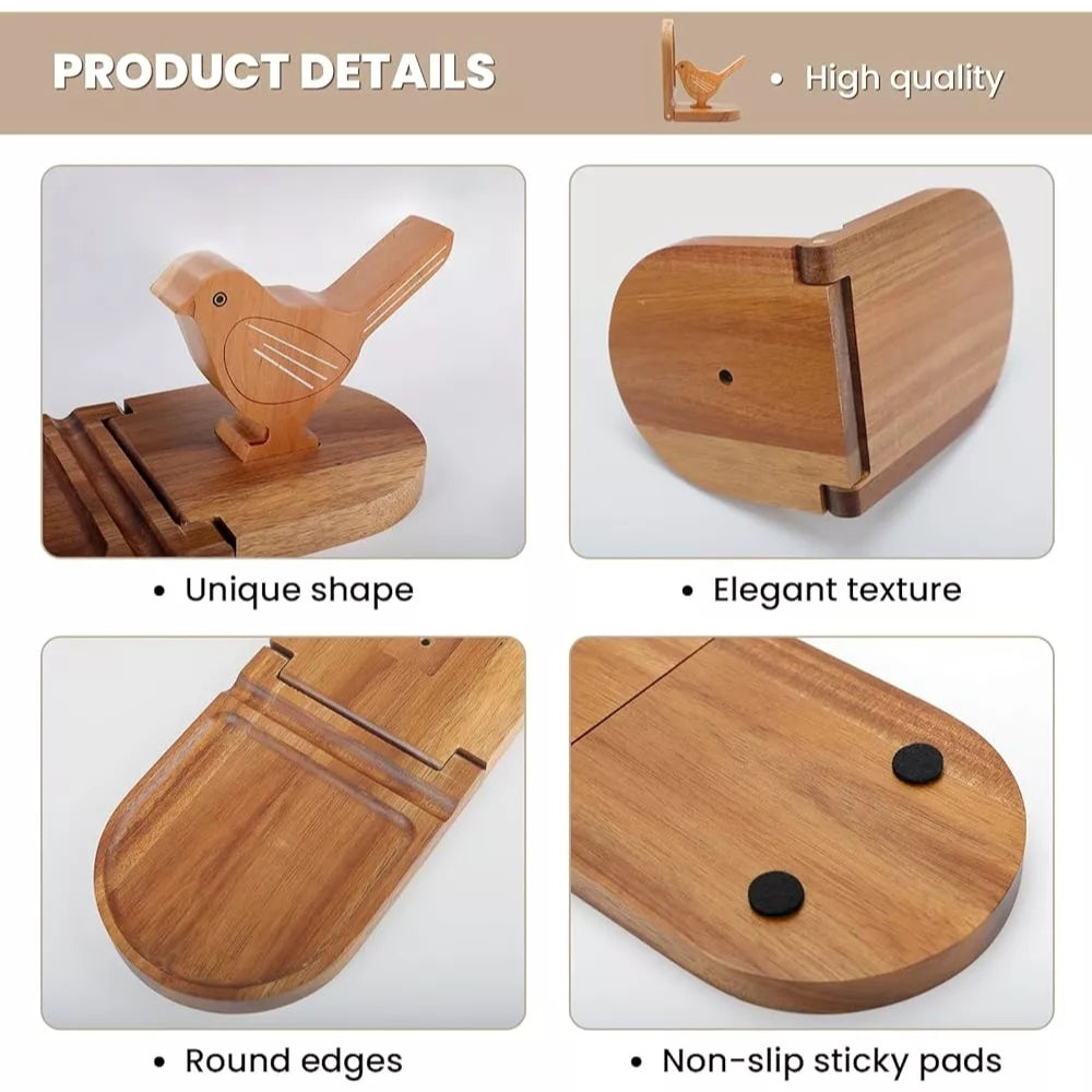 Sparrow Bird Wooden Multi-Use Bookends — product close-up