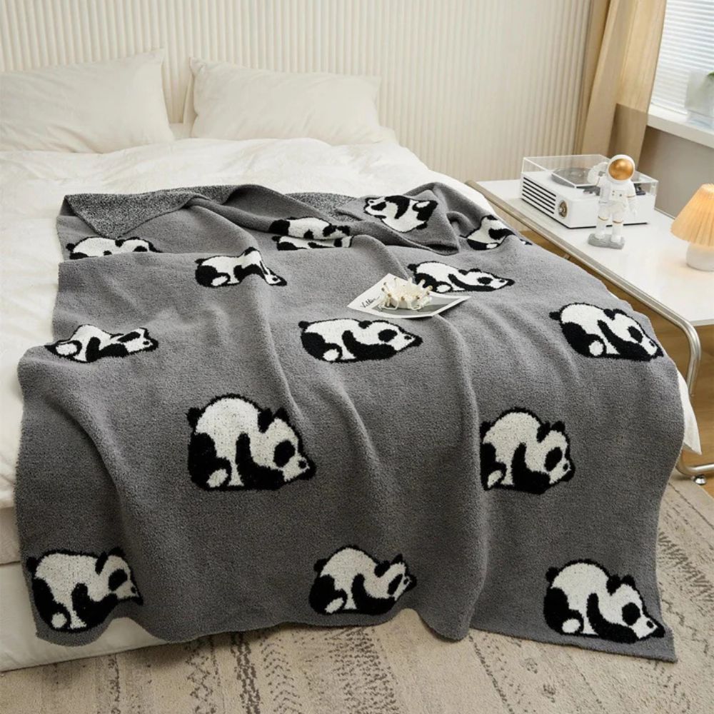 Kawaii Panda Knitted Blanket — product feature detail
