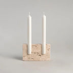 Dual Travertine Taper Candle Holder — alternate angle view