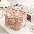 Delicate Floral Canvas Storage Basket — material texture close-up