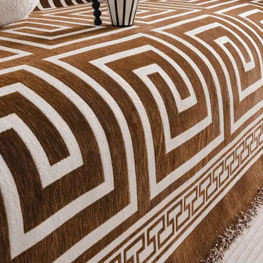 Meander Tassels Chenille Sofa Cover — alternate angle view