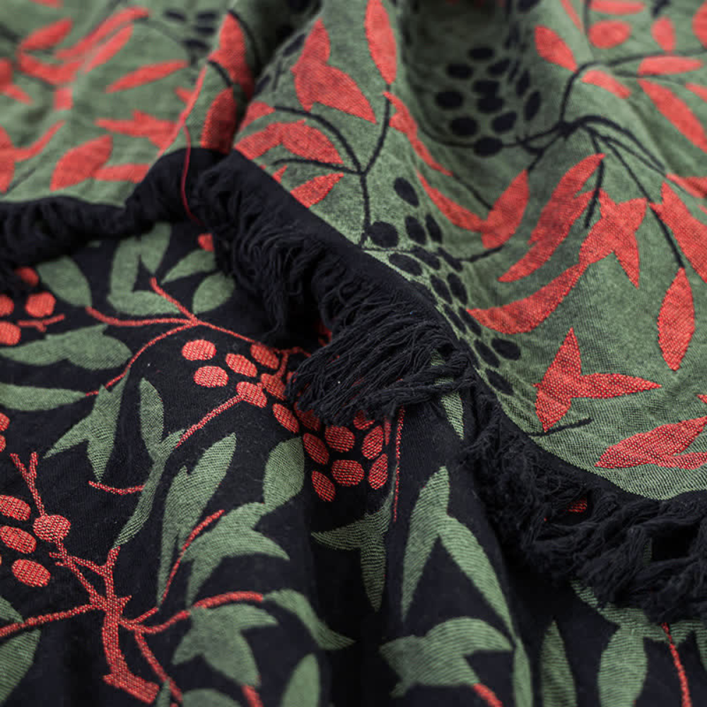 Vibrant Begonia Fruit Tassel Blanket — product detail view
