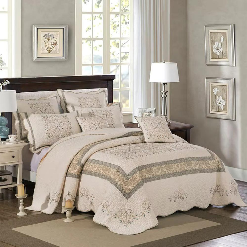 Elegant Embroidered Patchwork Thread Coverlet — main product photo