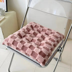Fuzzy Checkered Fur Padded Cushion — lifestyle shot