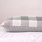 Checked & Striped Cotton Pillowcase — product detail view
