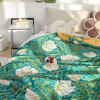 Green Botanical Bloom Cotton Blanket — product in use