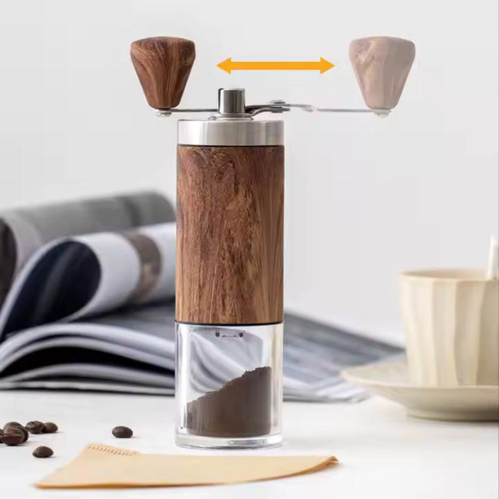 Wooden Mechanical Coffee Grinder — product in use