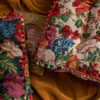 Retro Floral Bohemian Tassel Cushion — product in use