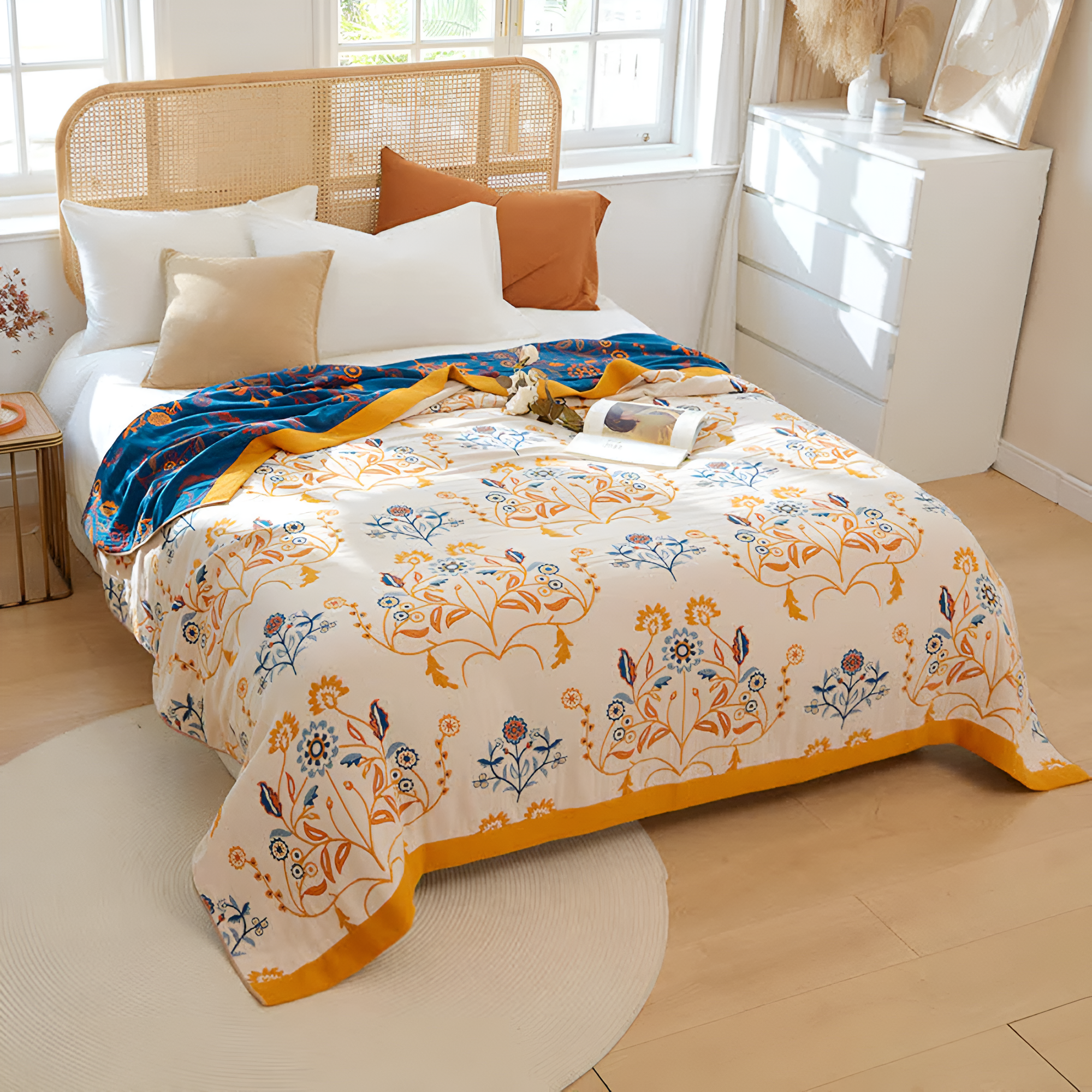 Exquisite Dianthus Flower Reversible Blanket — alternate angle view