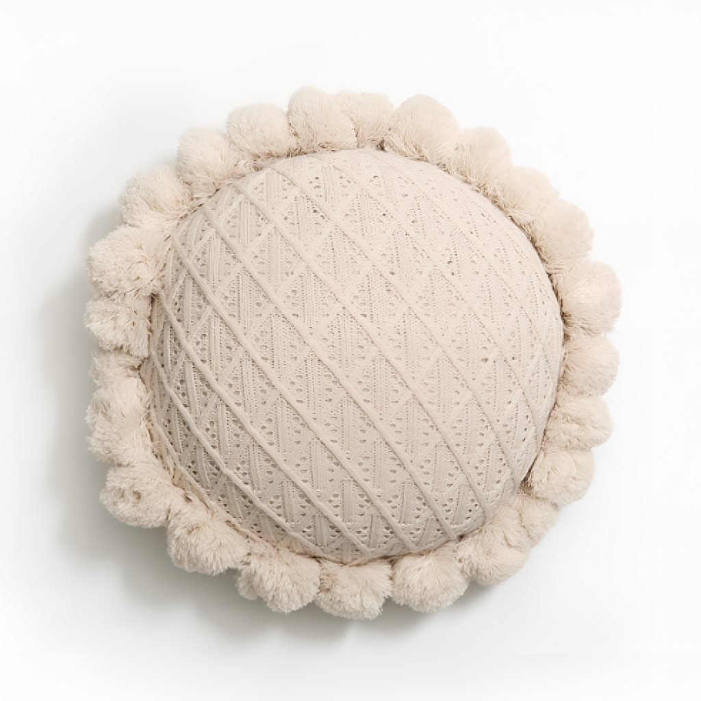 Chic Sunflower Pom-Pom Cushion — additional view