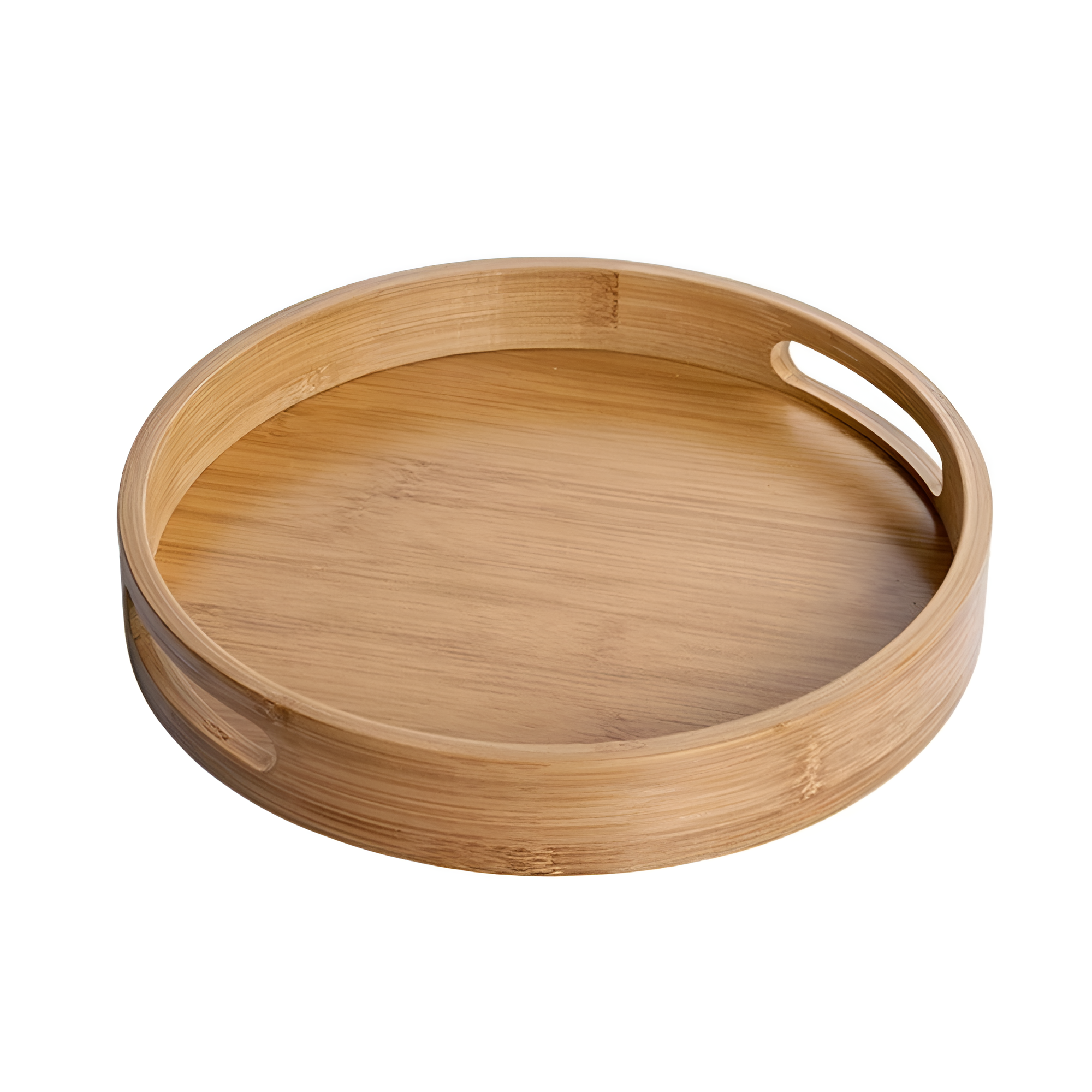 Bamboo Wood Round Serving Tray — alternate angle view