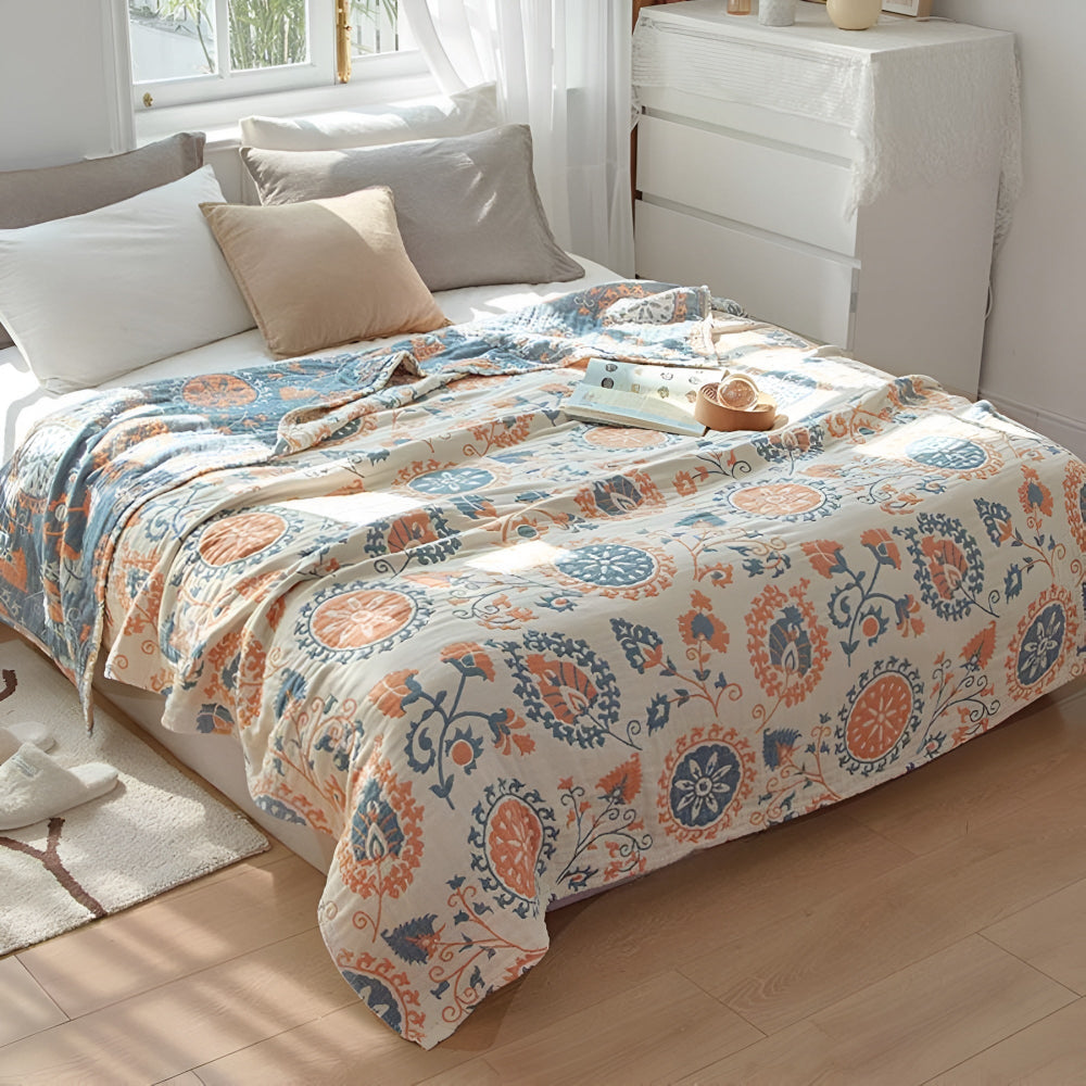 Rustic Floral Cotton Reversible Blanket — main product photo