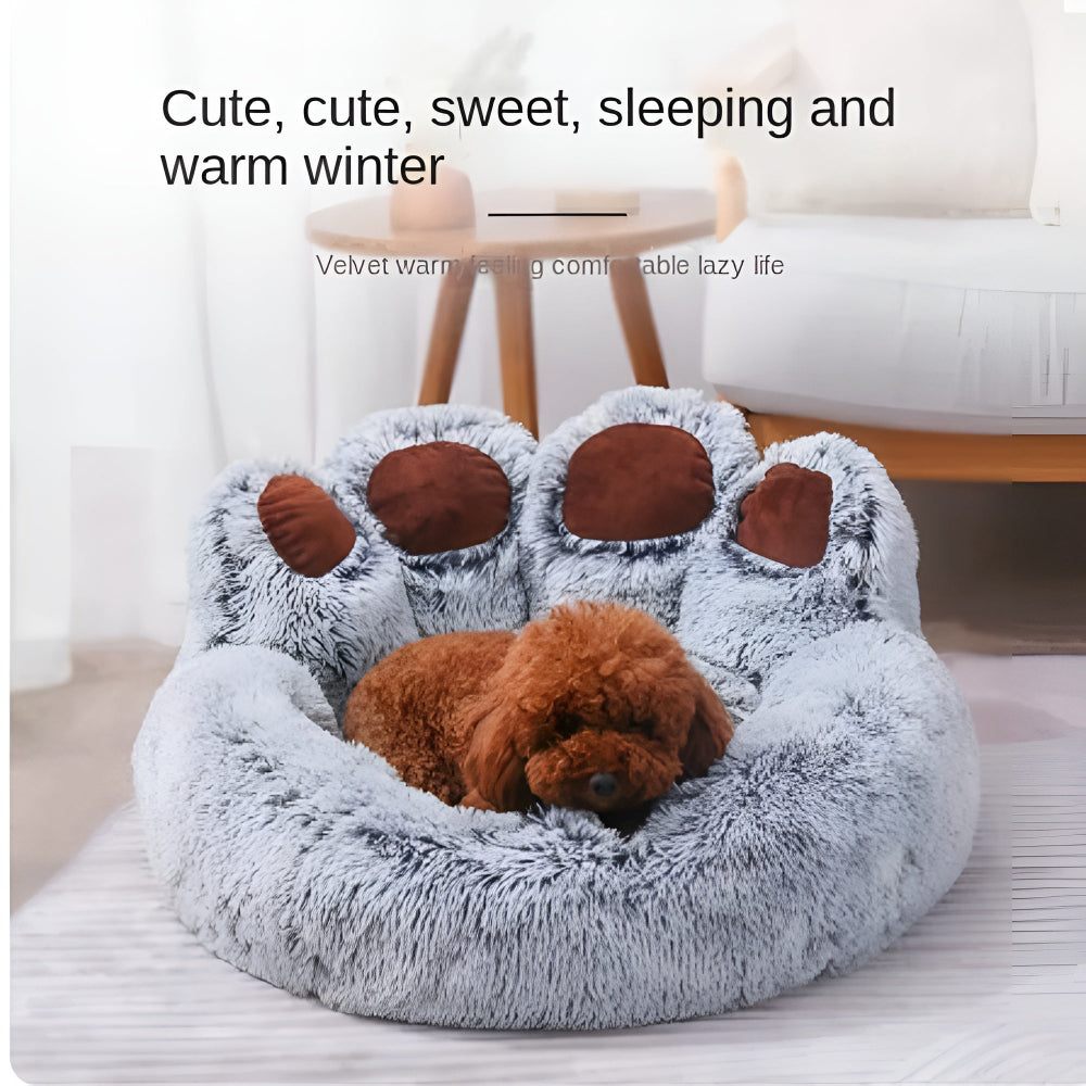 Furry Paw-Shaped Pet Bed — alternate angle view