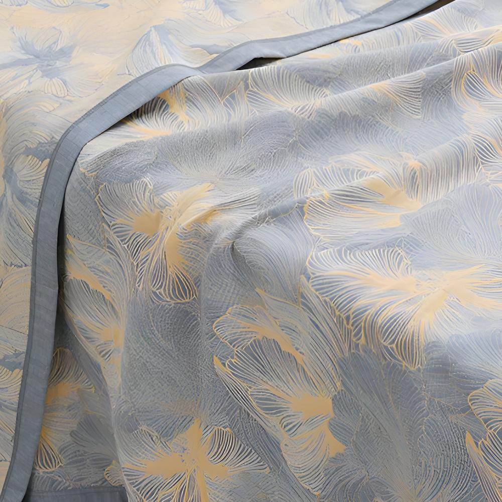 Flower Print Flax Throw — product in use