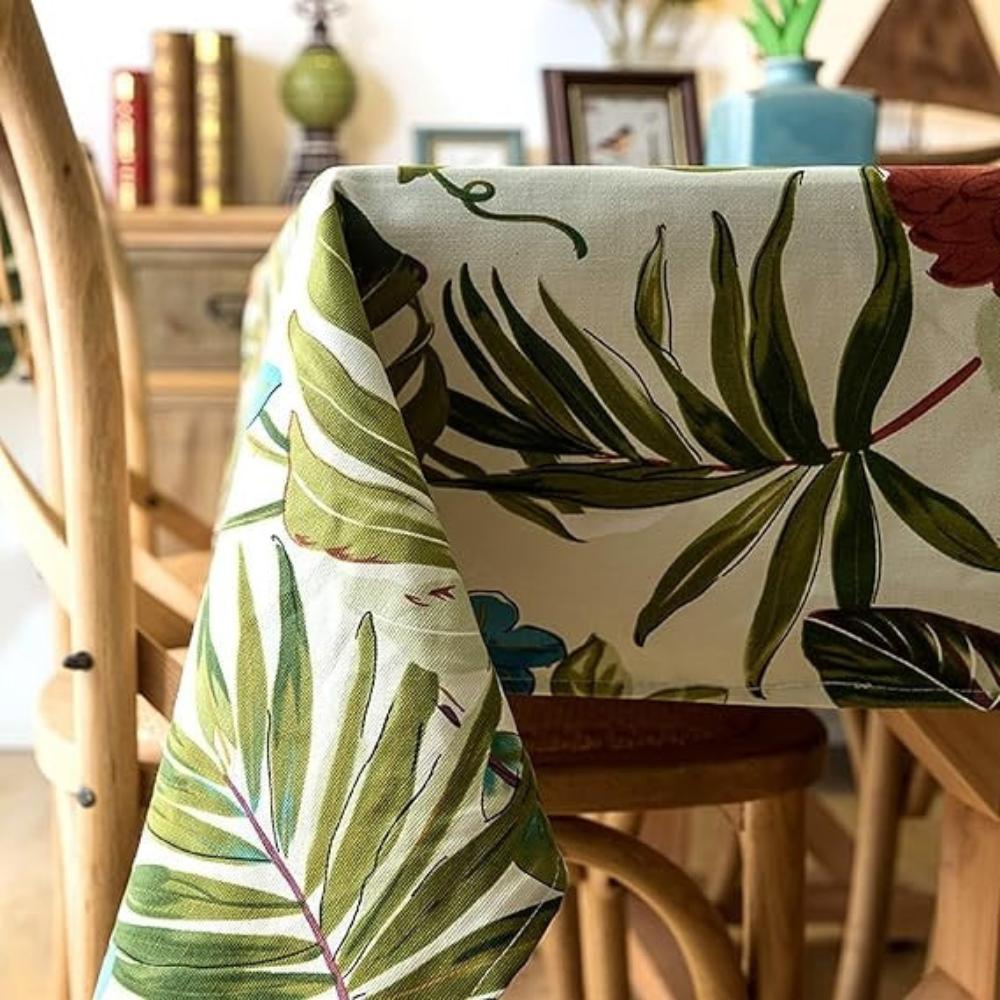 Monstera Leaves Cotton Tablecloth — product in use