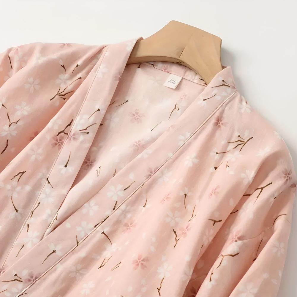 Women's Floral Pattern Cotton Bathrobe — additional view