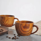 Rustic Natural Wooden Tea Cups with Handle (2PCS) — main product photo