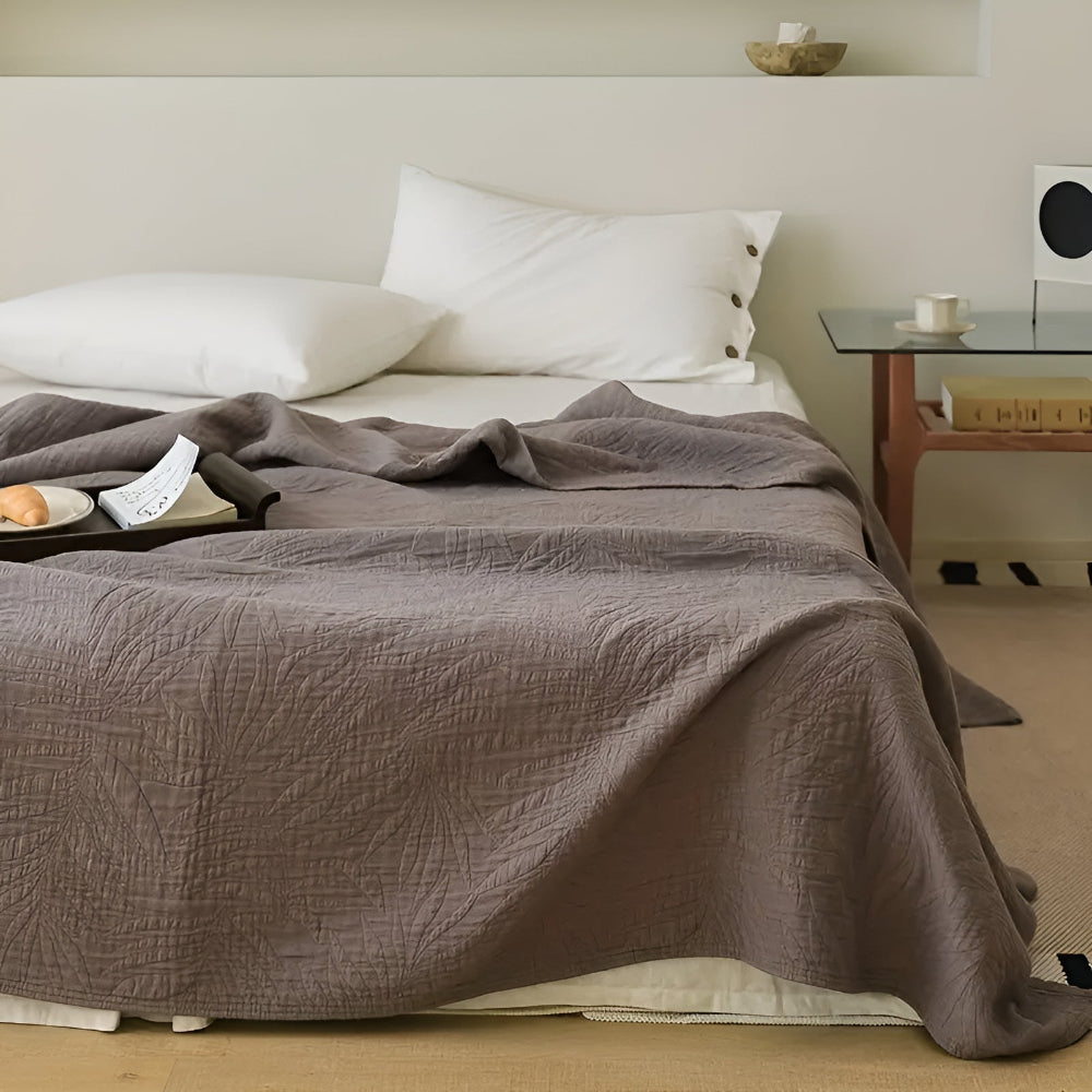 Soft Leaf Cotton Blanket — product close-up