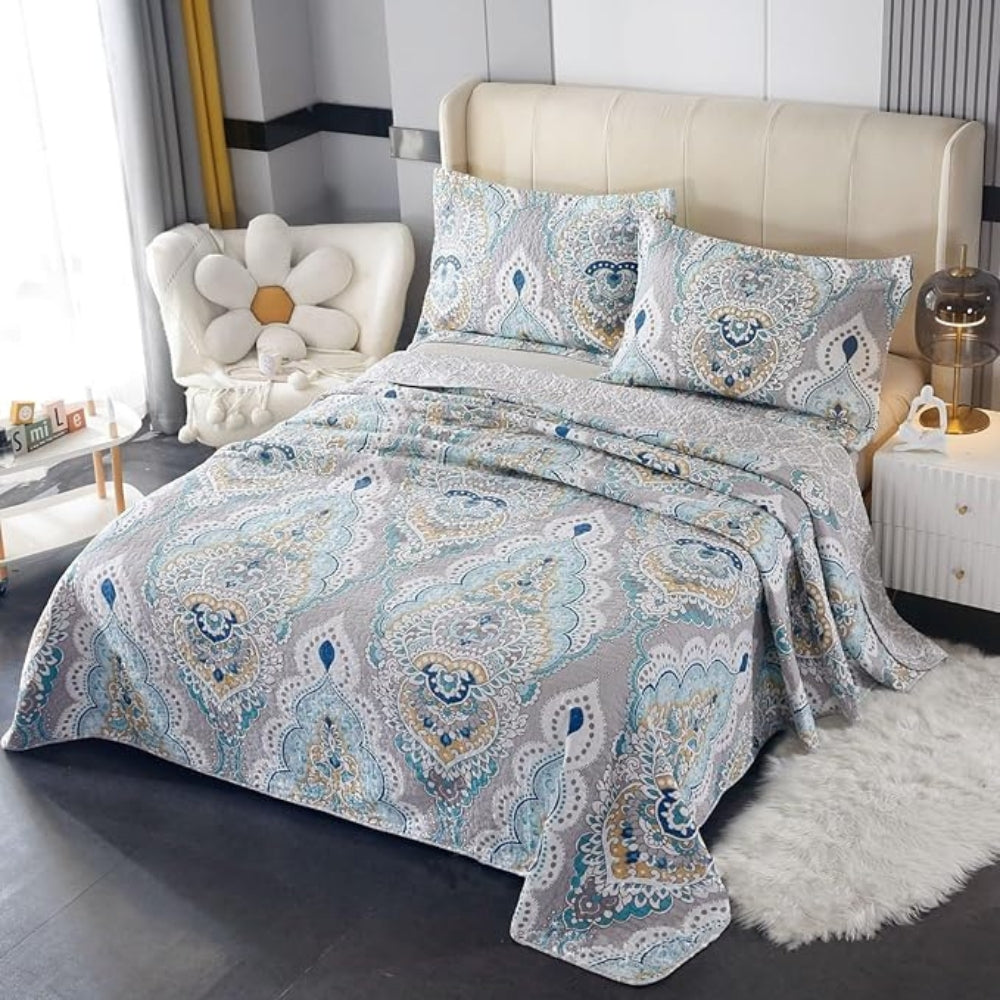 Paisley Aqua Teal Coverlet Set — product in use