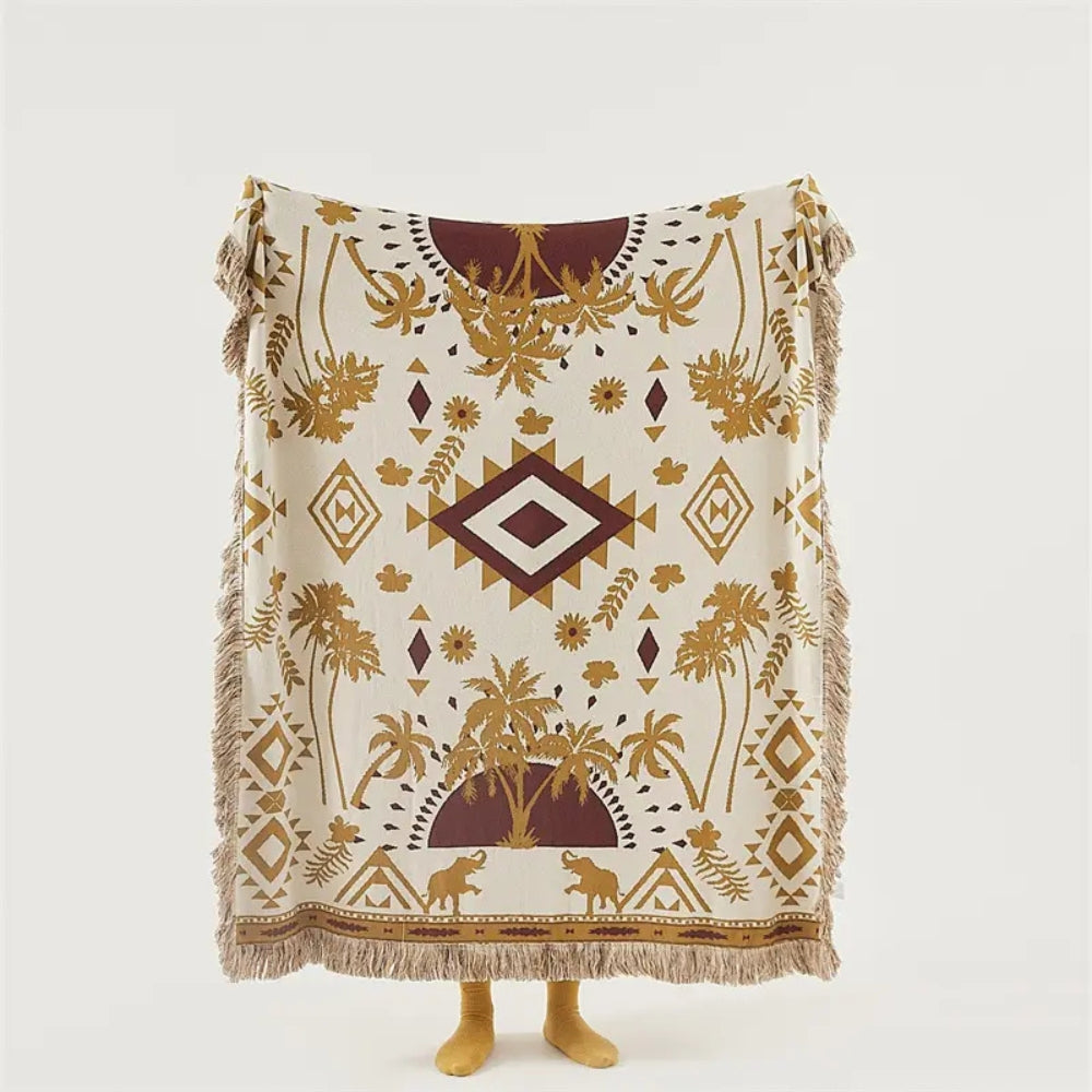 Azura Boho Geometric Knit Blanket — alternate angle view