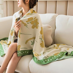 Yellow Flower Leaf Cooling Blanket — product close-up